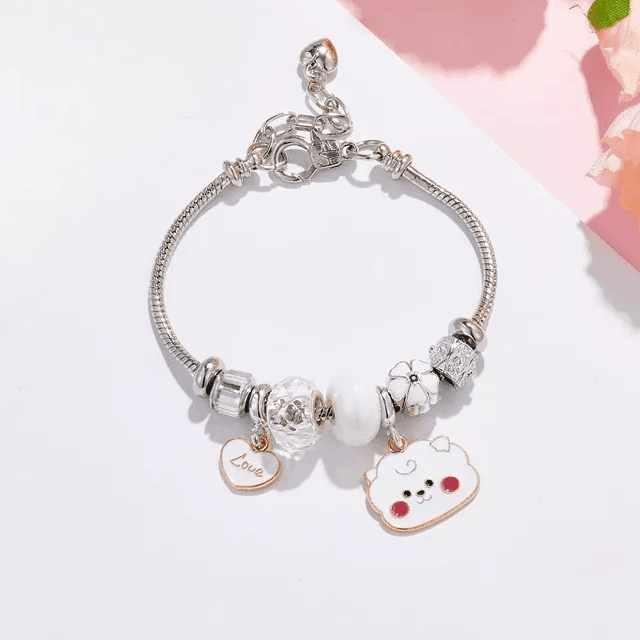 PULSERA DE ACERO INOXIDABLE CON CHARM BT21/BTS (todos los personajes)