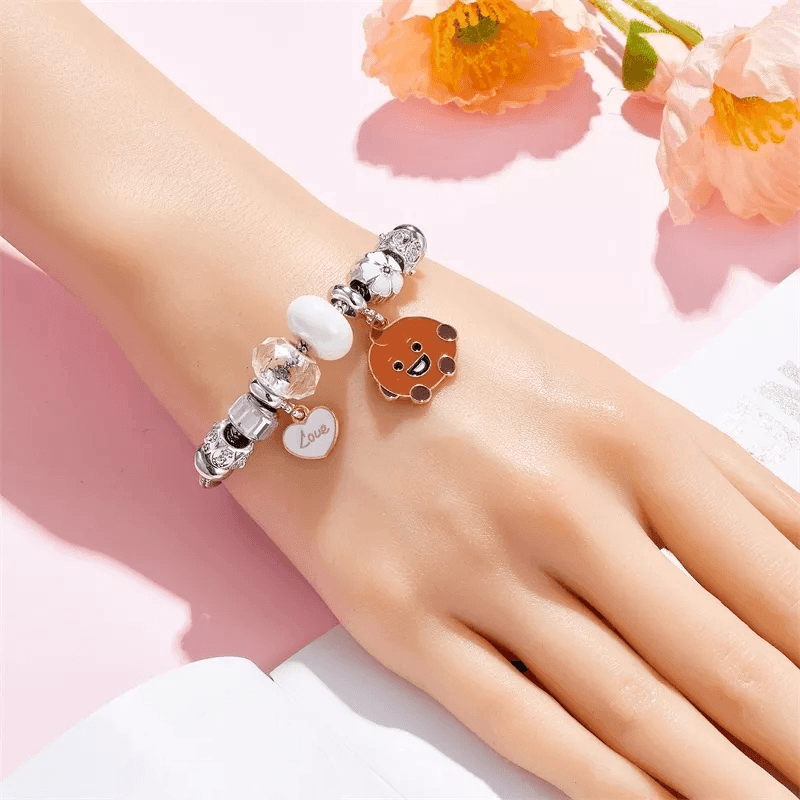 PULSERA DE ACERO INOXIDABLE CON CHARM BT21/BTS (todos los personajes)