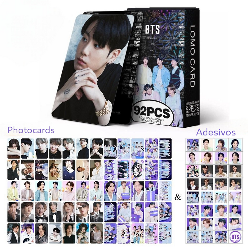 KIT 92 PÇS (60 FOTOCARDS + 32 ADESIVOS) BTS FESTA 2023