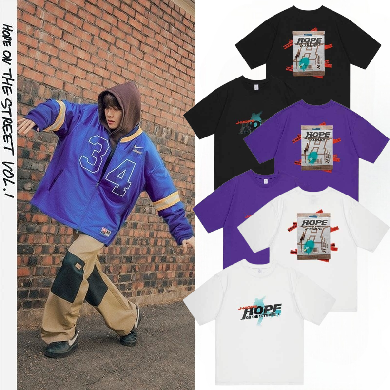 JHOPE HOPE ON THE STREET T-SHIRT 100% COTTON (many colors)