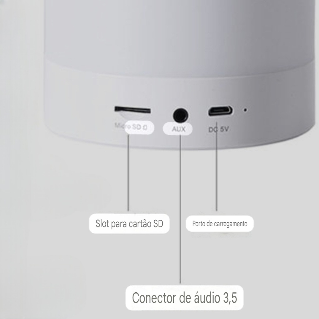 LUMINÁRIA/CAIXA DE SOM BLUETOOTH BTS LED MUDA DE COR C/ FUNÇÃO DESPERTADOR