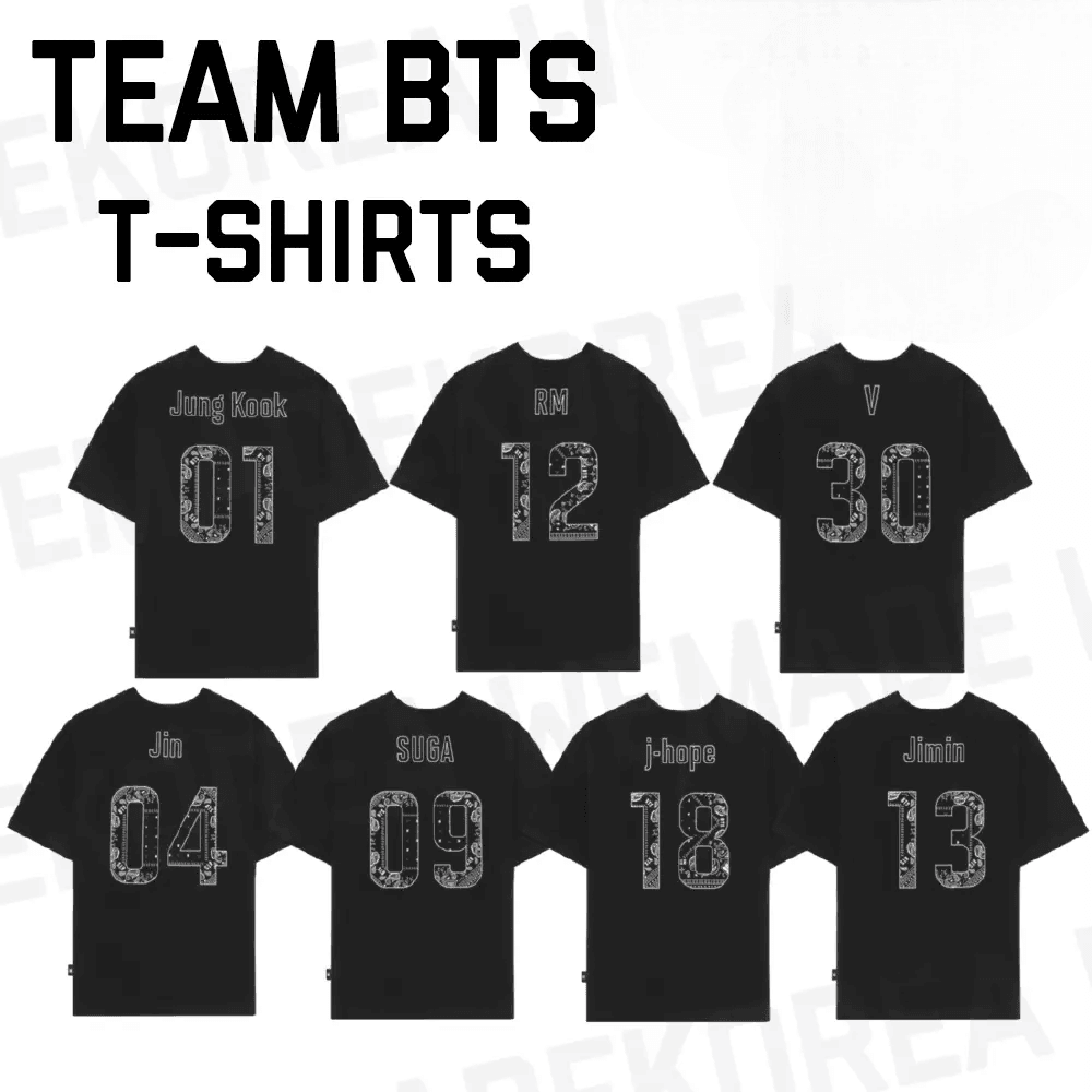 CAMISETAS EQUIPO BTS 100% ALGODÓN