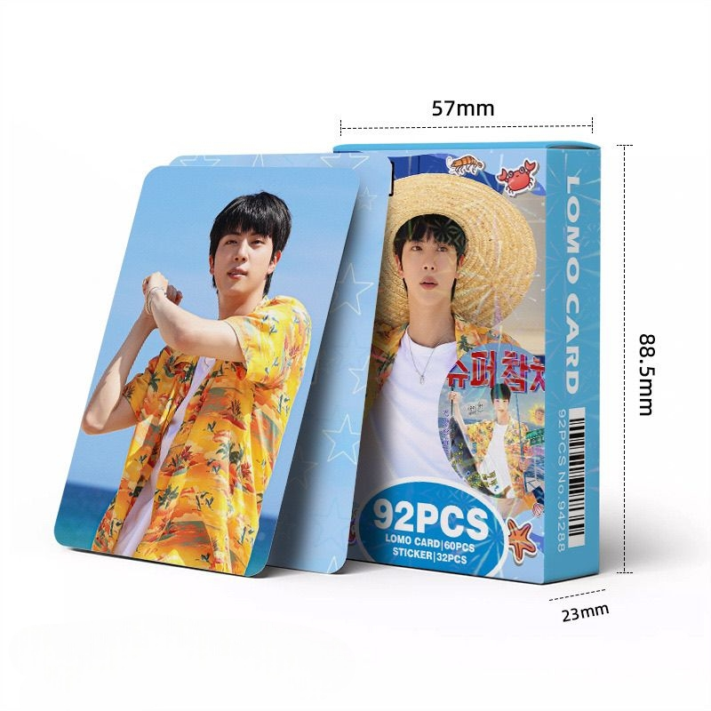 KITS 92 PÇS (60 PHOTOCARDS + 32 ADESIVOS) JIN SUPER TUNA + FOTOS VARIADAS