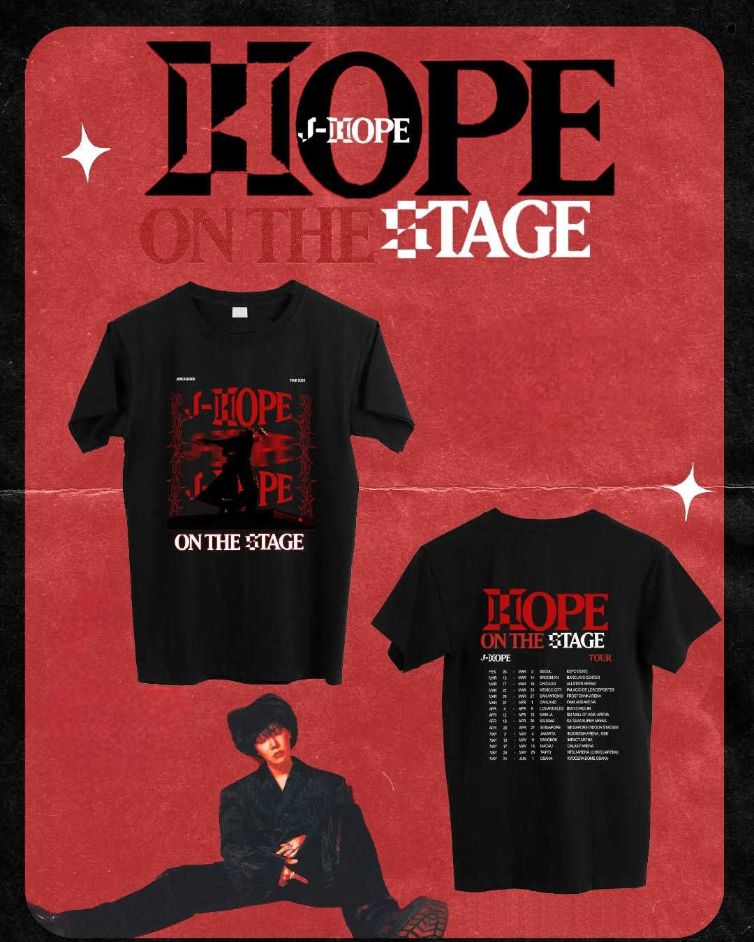 CAMISETAS JHOPE HOPE ON THE STAGE TOUR 100% ALGODÃO