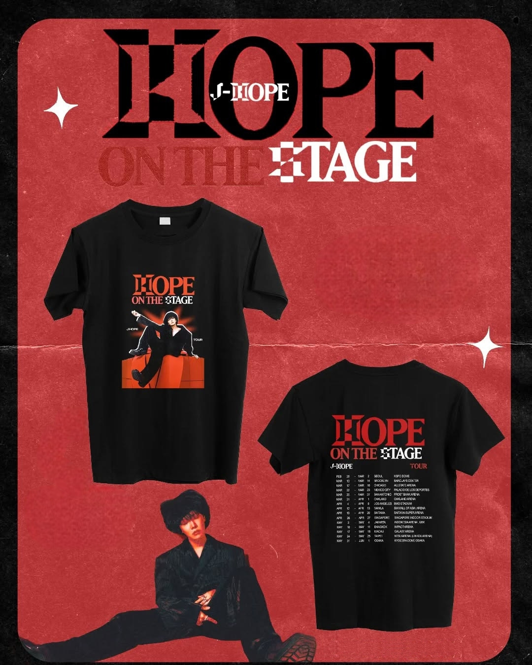 CAMISETAS JHOPE HOPE ON THE STAGE TOUR 100% ALGODÃO