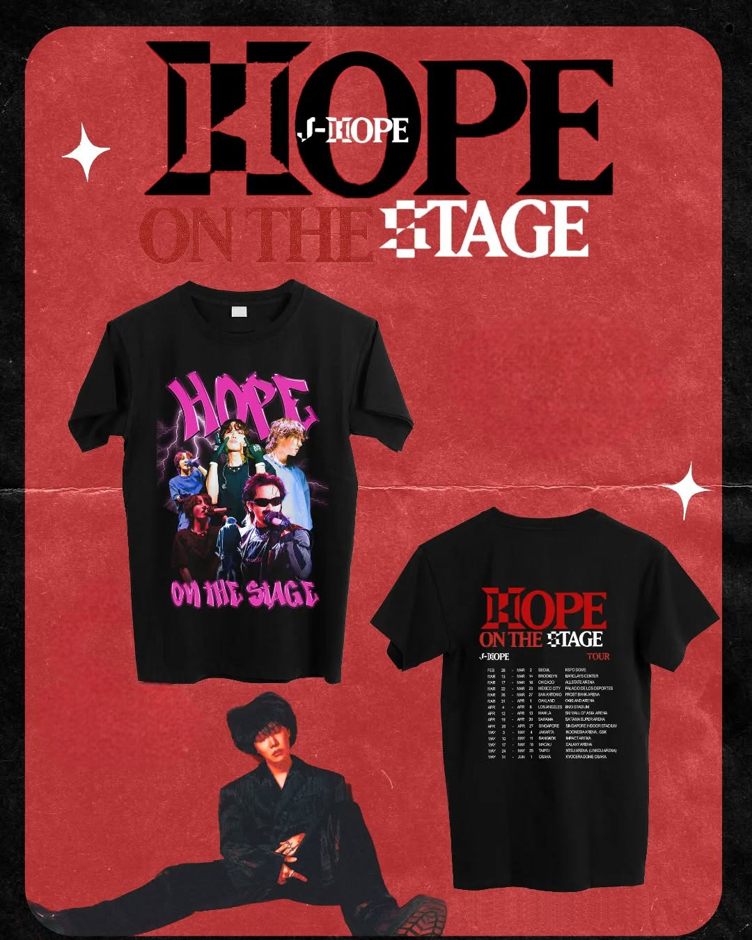 CAMISETAS JHOPE HOPE ON THE STAGE TOUR 100% ALGODÃO