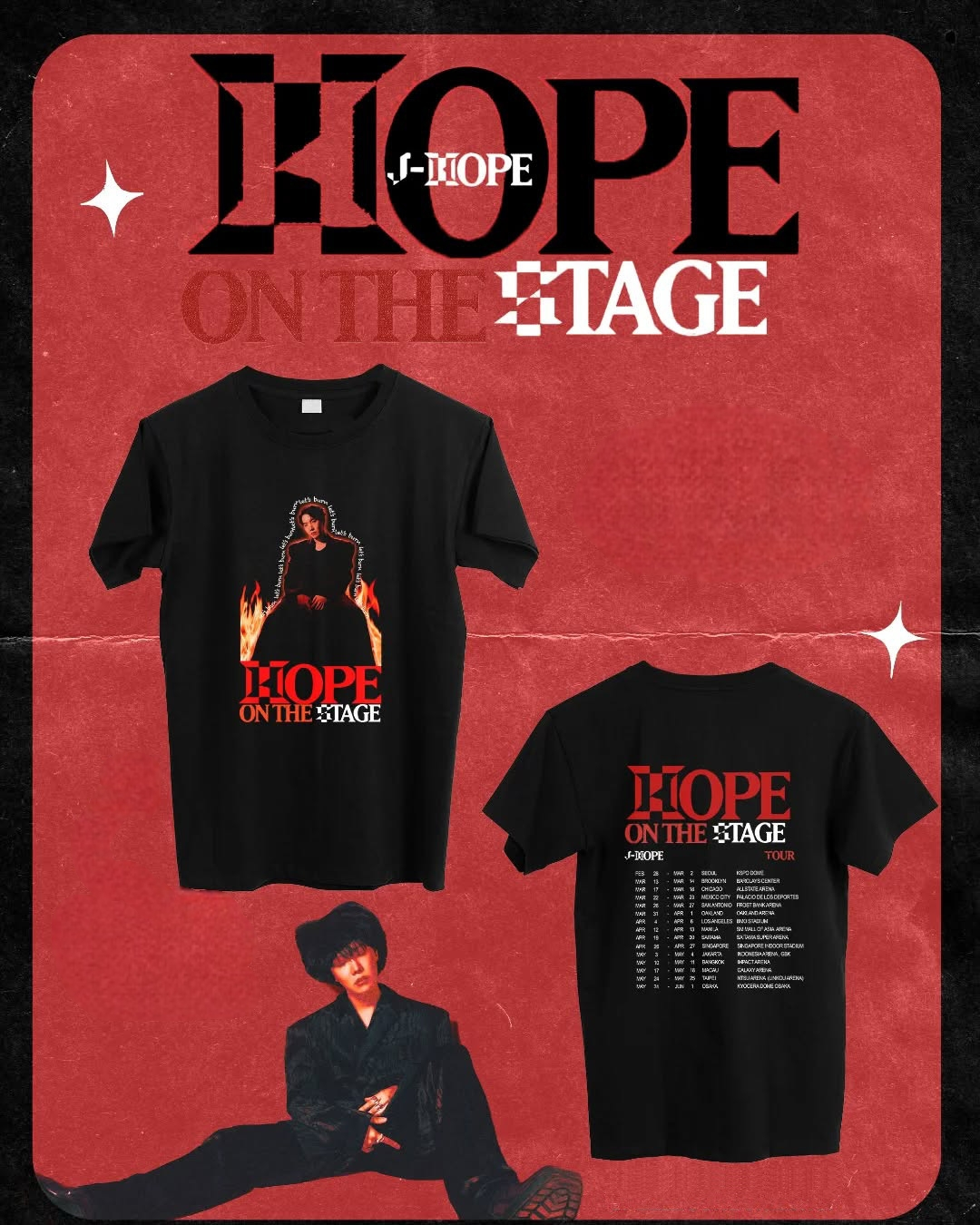 CAMISETAS JHOPE HOPE ON THE STAGE TOUR 100% ALGODÃO