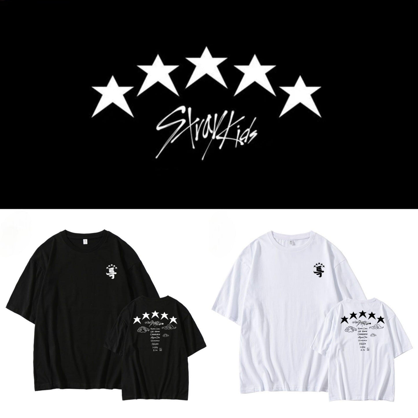 CAMISETA STRAY KIDS 5 ESTRELLAS 100 % ALGODÓN