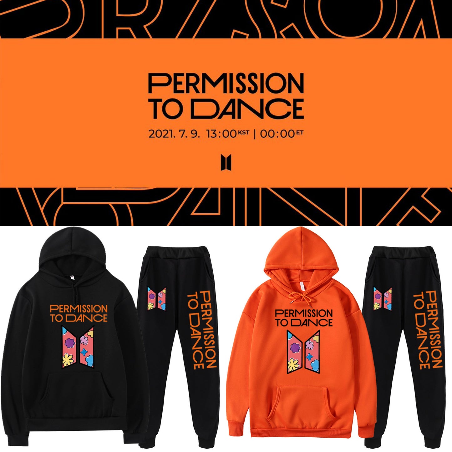 BTS PERMISSION TO DANCE HOODIE AND PANTS SET