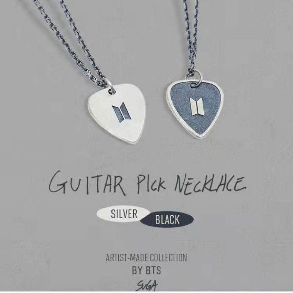 BTS - SUGA SILVER GUITAR NECKLACE STAINLESS STEEL