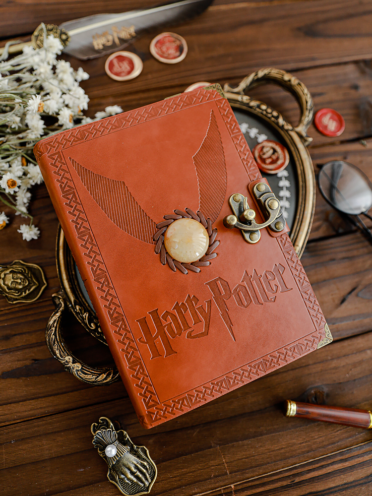 LIBRO RETRO/VINTAGE PARA ESCRIBIR + PLUMA HARRY POTTER