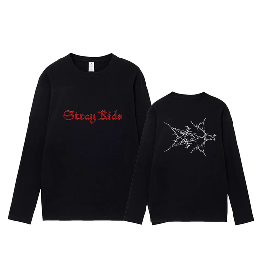 STRAY KIDS LONG SLEEVE SHIRTS 100% COTTON (2 models/black and white)